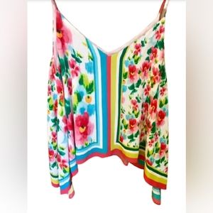 Zara Asymmetrical Floral Spaghetti Strap Top. Size S